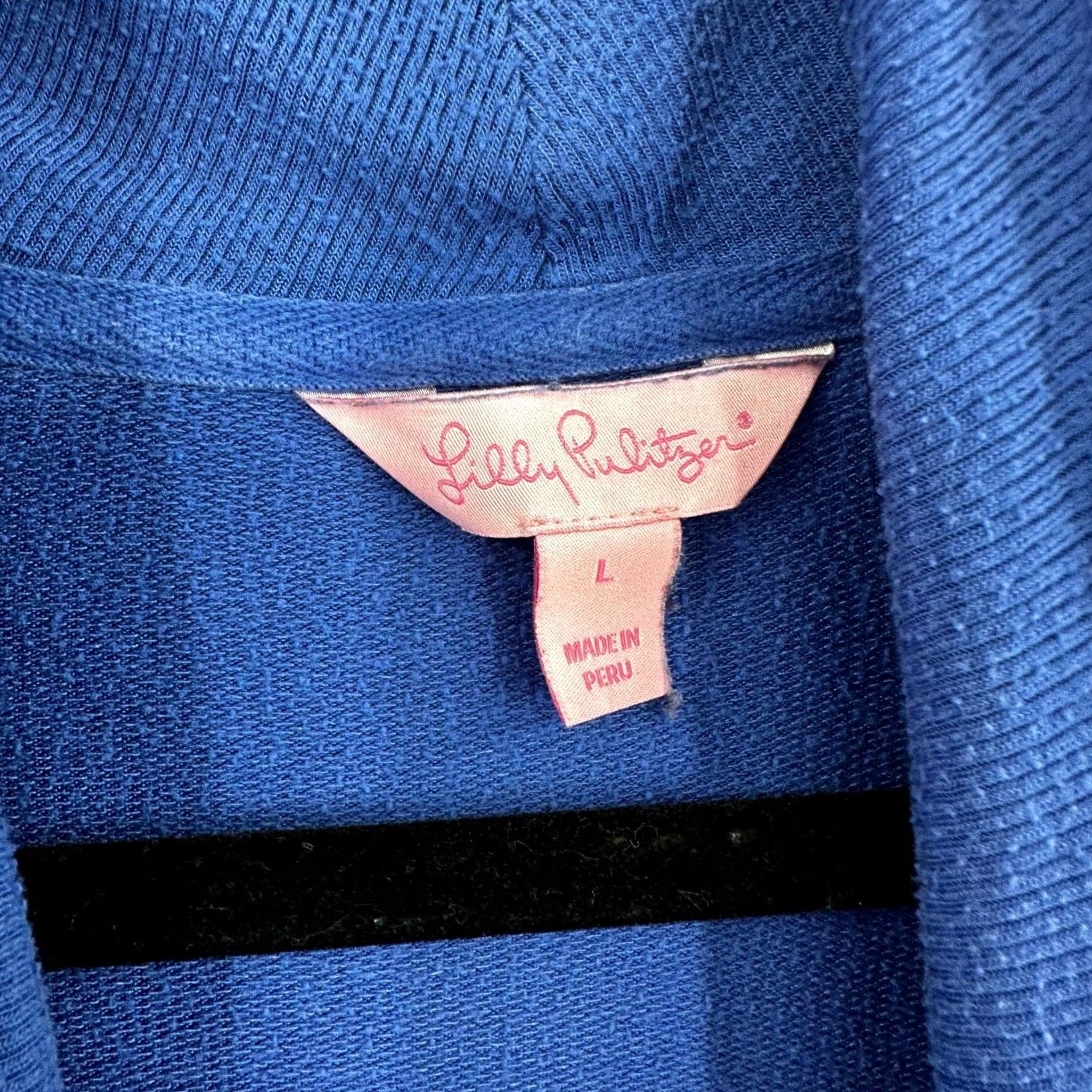 Lilly Pulitzer Lilly Pulitzer Cardigan Sweater Blue Drape Front Womens Size L Modal Spandex Knit Logo Raglan Sleeve Long Sleeve Cowl Neck Open Breathable Relaxed Fit Size L / US 10 / IT 46 - 5 Thumbnail