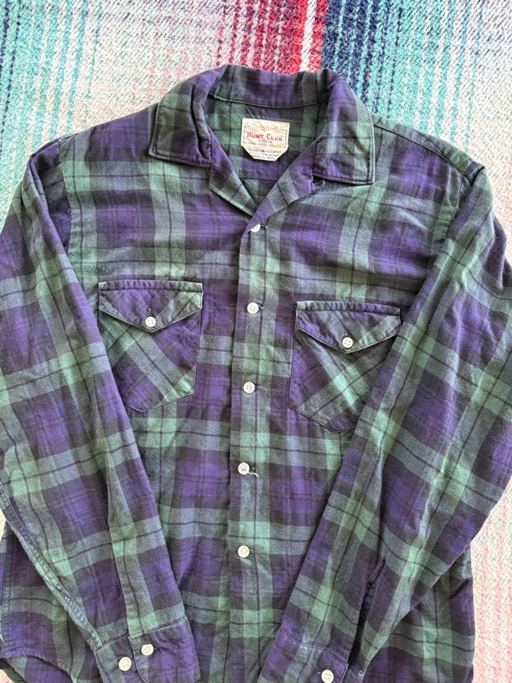 Sears 50s Sears Hunt Club Blue/Green Loop Collar Wool Workshirt M Size US M / EU 48-50 / 2 - 2 Thumbnail