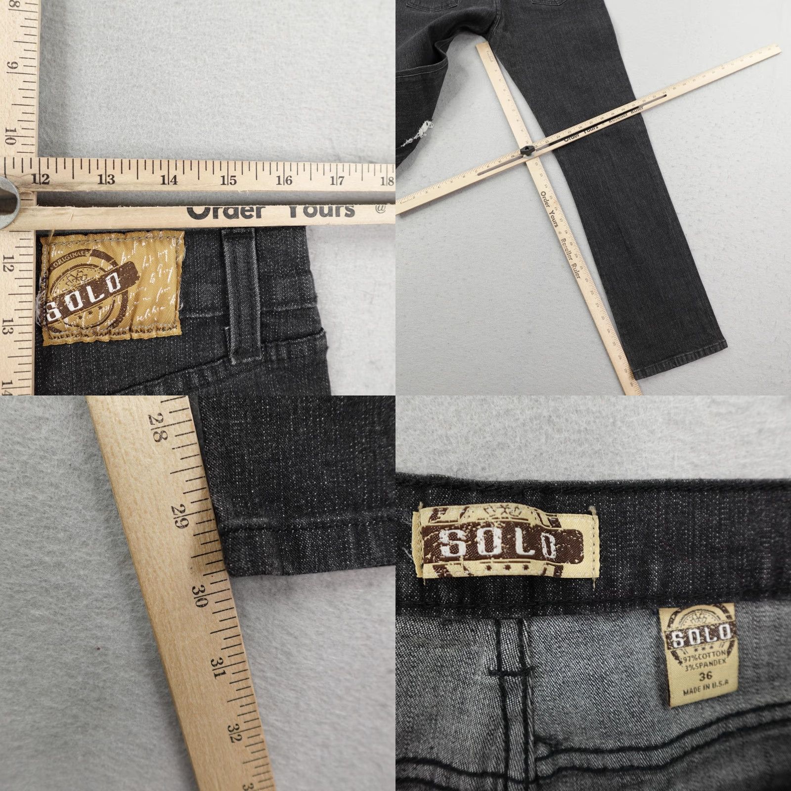 Vintage VINTAGE Solo Jeans Slim Fit 36 Gray Distressed Straight Leg Denim Made in USA Size US 36 / EU 52 - 8 Thumbnail
