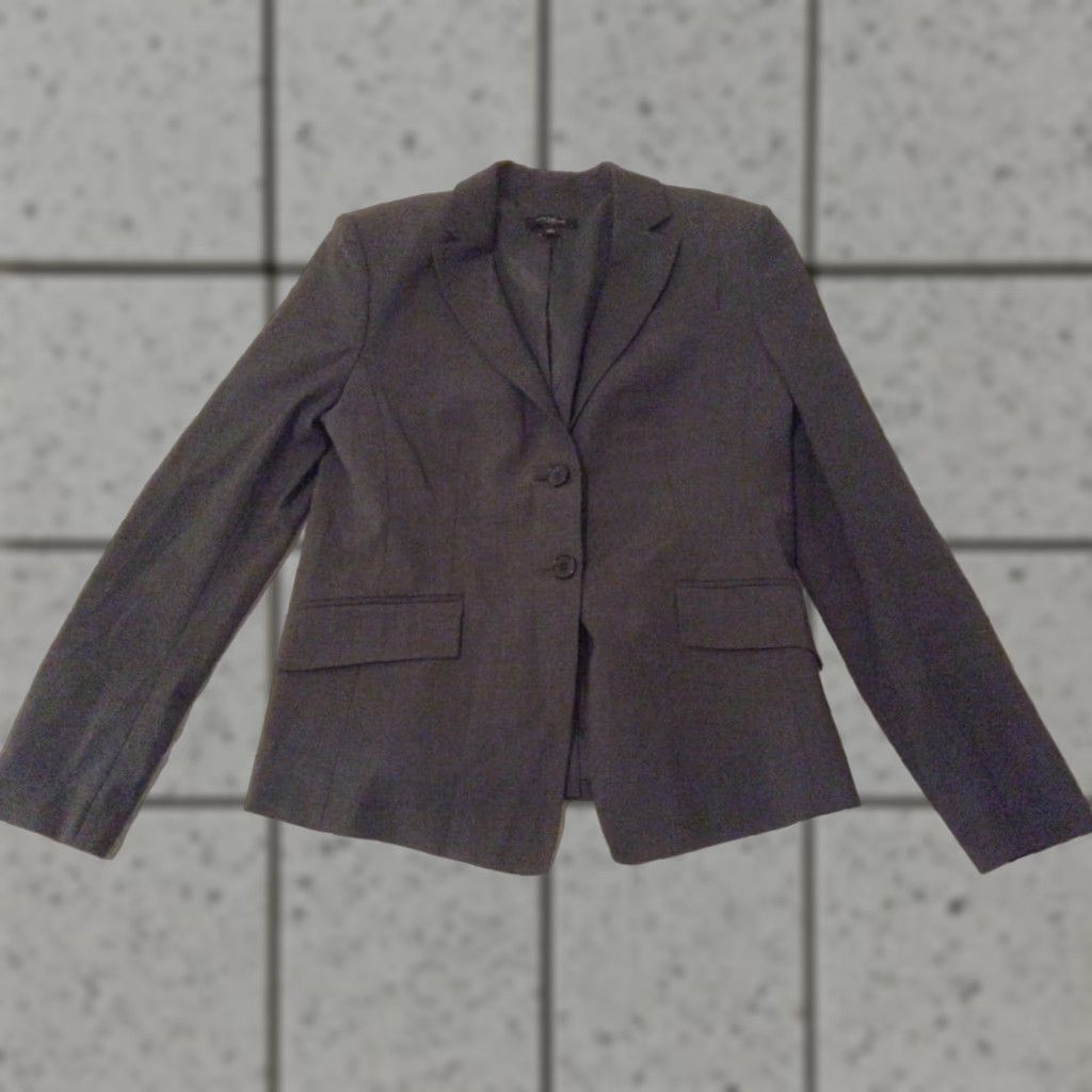 Ann Taylor Womens Ann Taylor Wool Jacket Blazer 10 Grey Gray Size L / US 10 / IT 46 - 1 Thumbnail