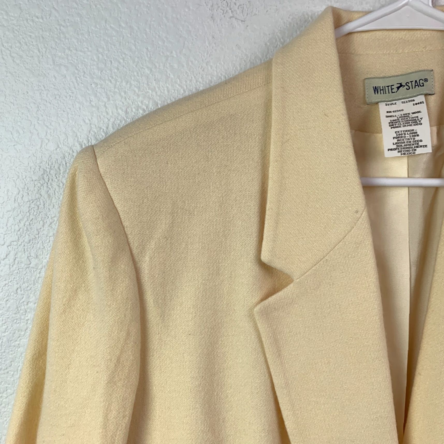 Vintage VINTAGE White Stag 90s Wool Suit Jacket Blazer Womens Chest 44 Yellow Winter Secretary/Geek Size M / US 6-8 / IT 42-44 - 2 Thumbnail