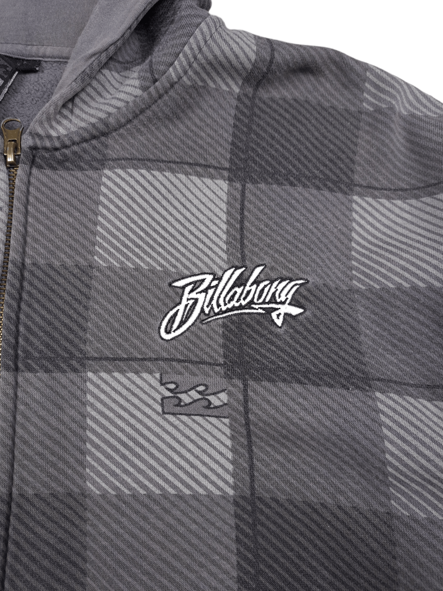 Billabong × Tribal Streetwear 💎 Vintage Gray Y2K Full Zip Hoodie Sweatshirt Checked Logo Size US L / EU 52-54 / 3 - 5 Thumbnail