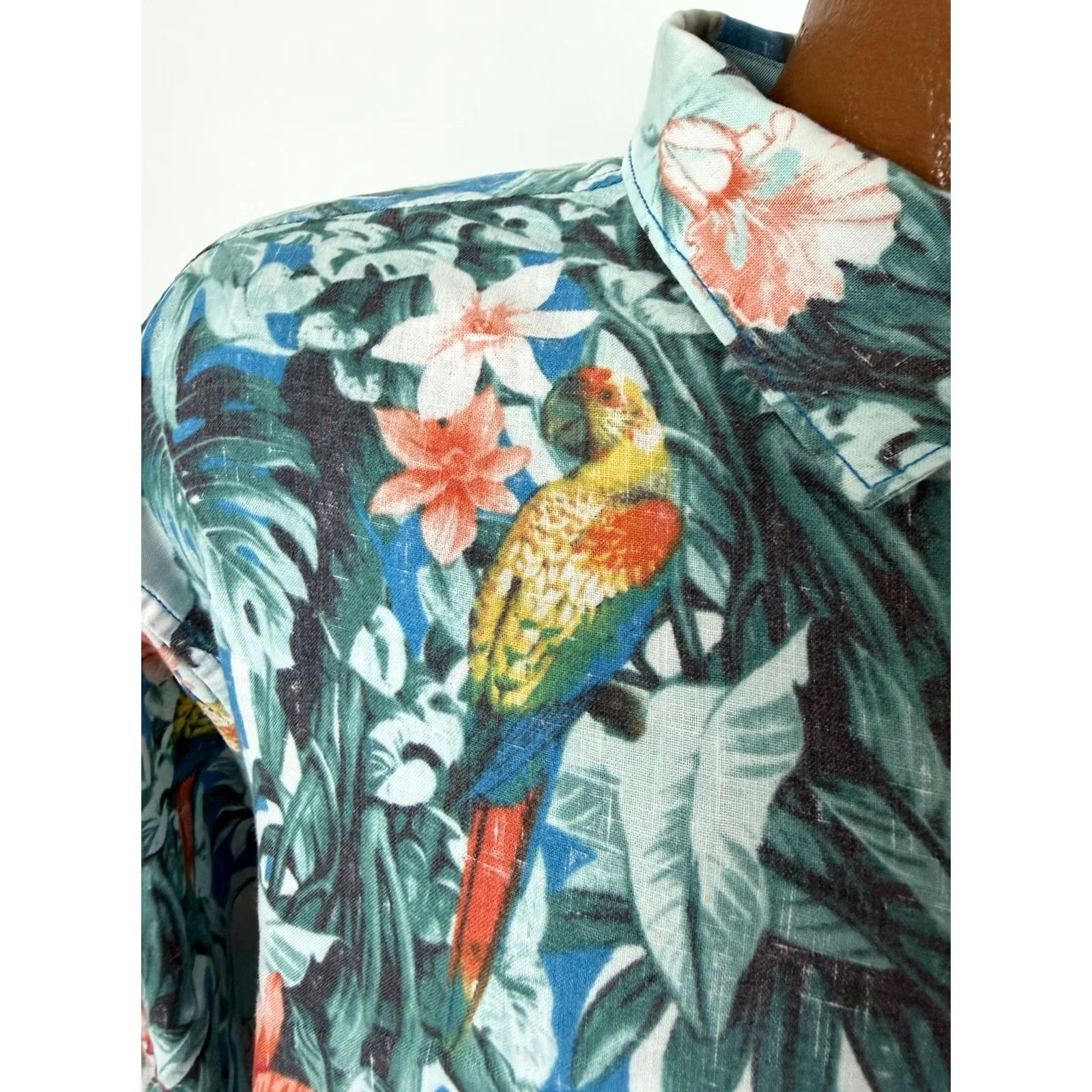 Tommy Bahama Tommy Bahama Island Zone Shirt Men 2XL Floral Parrot Hawaiian Luau Linen Blend Long Sleeve Button-Up Shirt Size US XXL / EU 58 / 5 - 4 Thumbnail