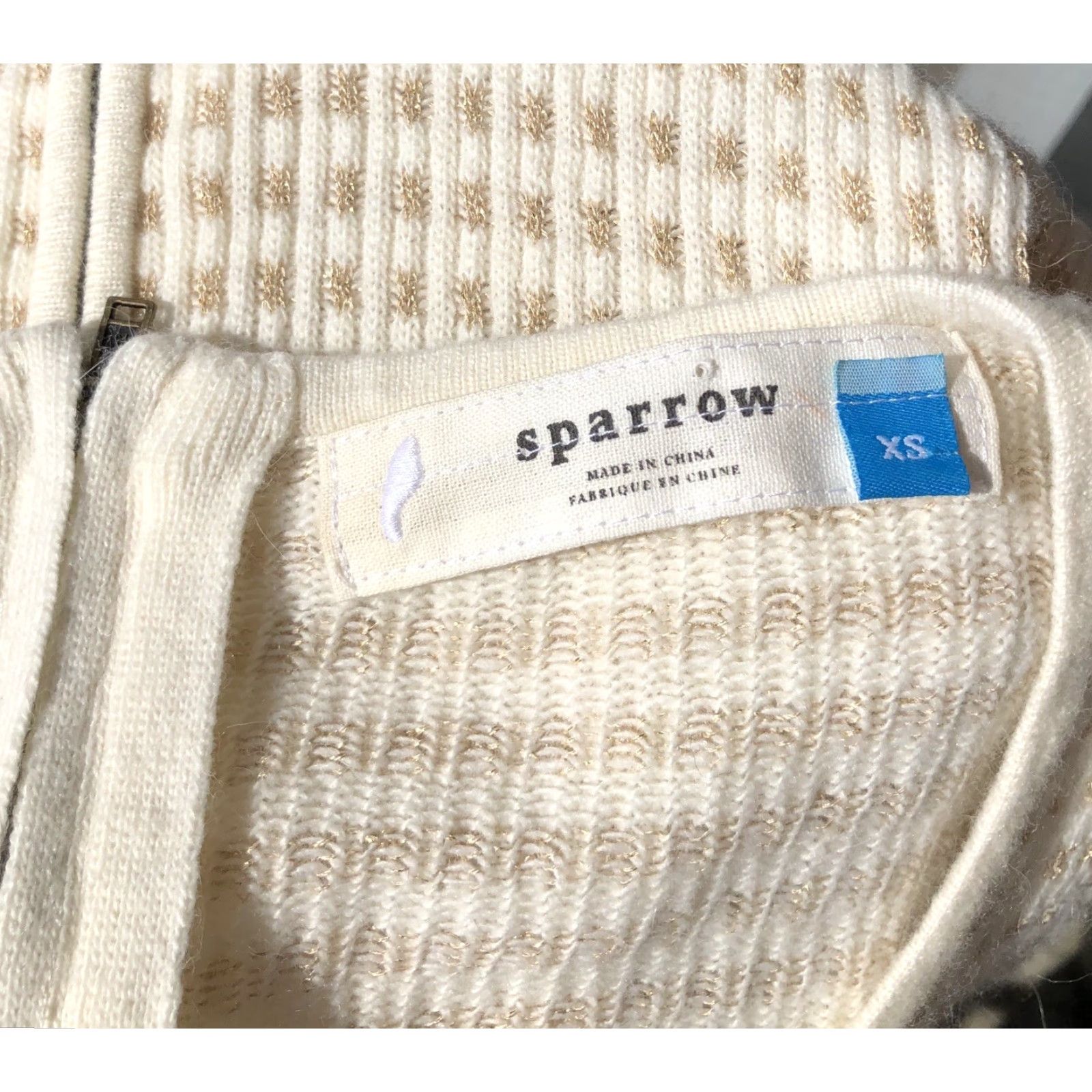 Anthropologie VINTAGE Anthropologie Sparrow Gilt Grid Ivory Gold Sweater Dress XS Size XS / US 0-2 / IT 36-38 - 6 Thumbnail