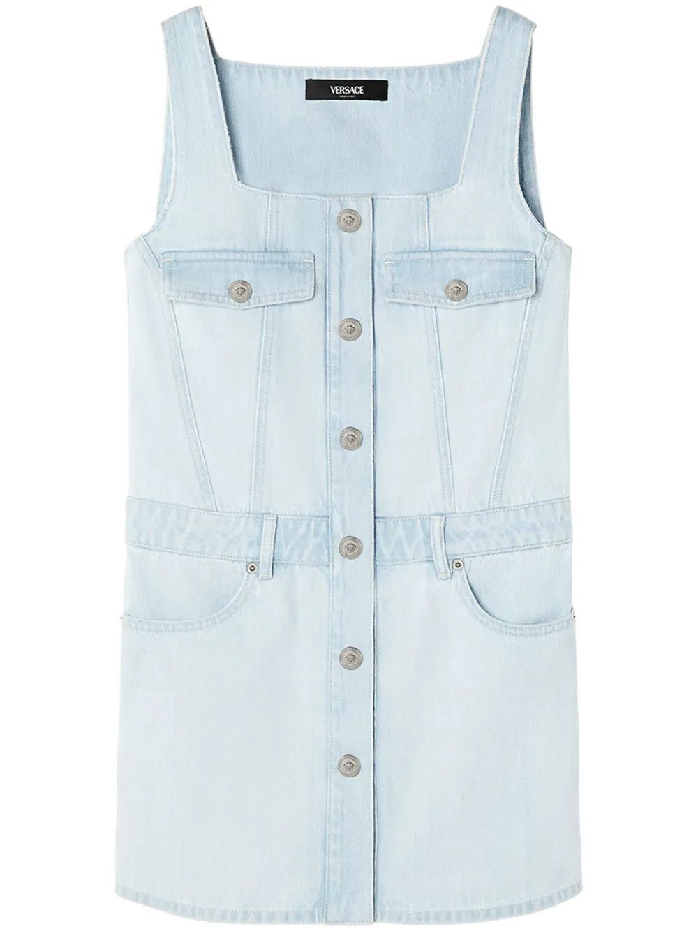 Versace o1y0226 Denim Mini Dress in Light Blue Size XS / US 0-2 / IT 36-38 - 1 Thumbnail