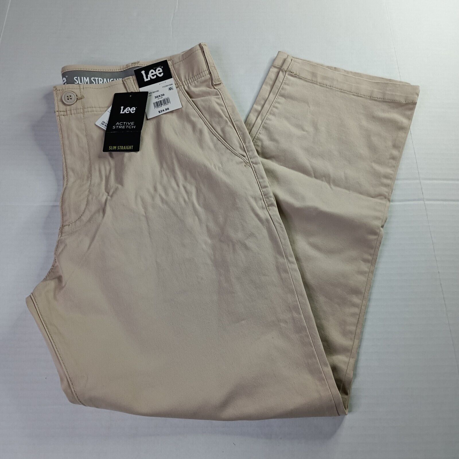 Lee Lee Flat Front Chino Motion Pants Men's 36x30 Beige Slim Fit Size US 36 / EU 52 - 1 Thumbnail
