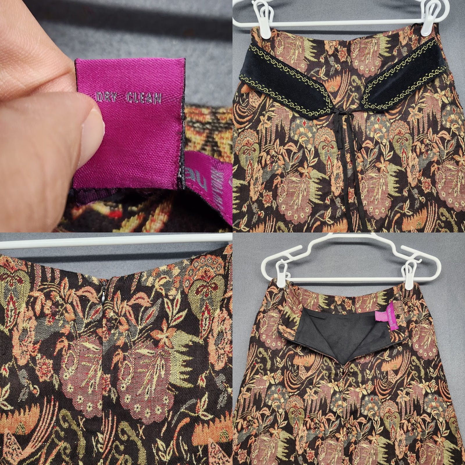 Vintage VINTAGE Mix Nouveau Skirt Womens Size 8 Black Floral A-Line Short Boho Western Womens Size 30" / US 8 / IT 44 - 8 Thumbnail