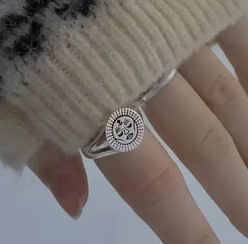 Japanese Brand Sun Face Ring God Silver Soul Art Buddhism Peace Love Size ONE SIZE - 4 Thumbnail