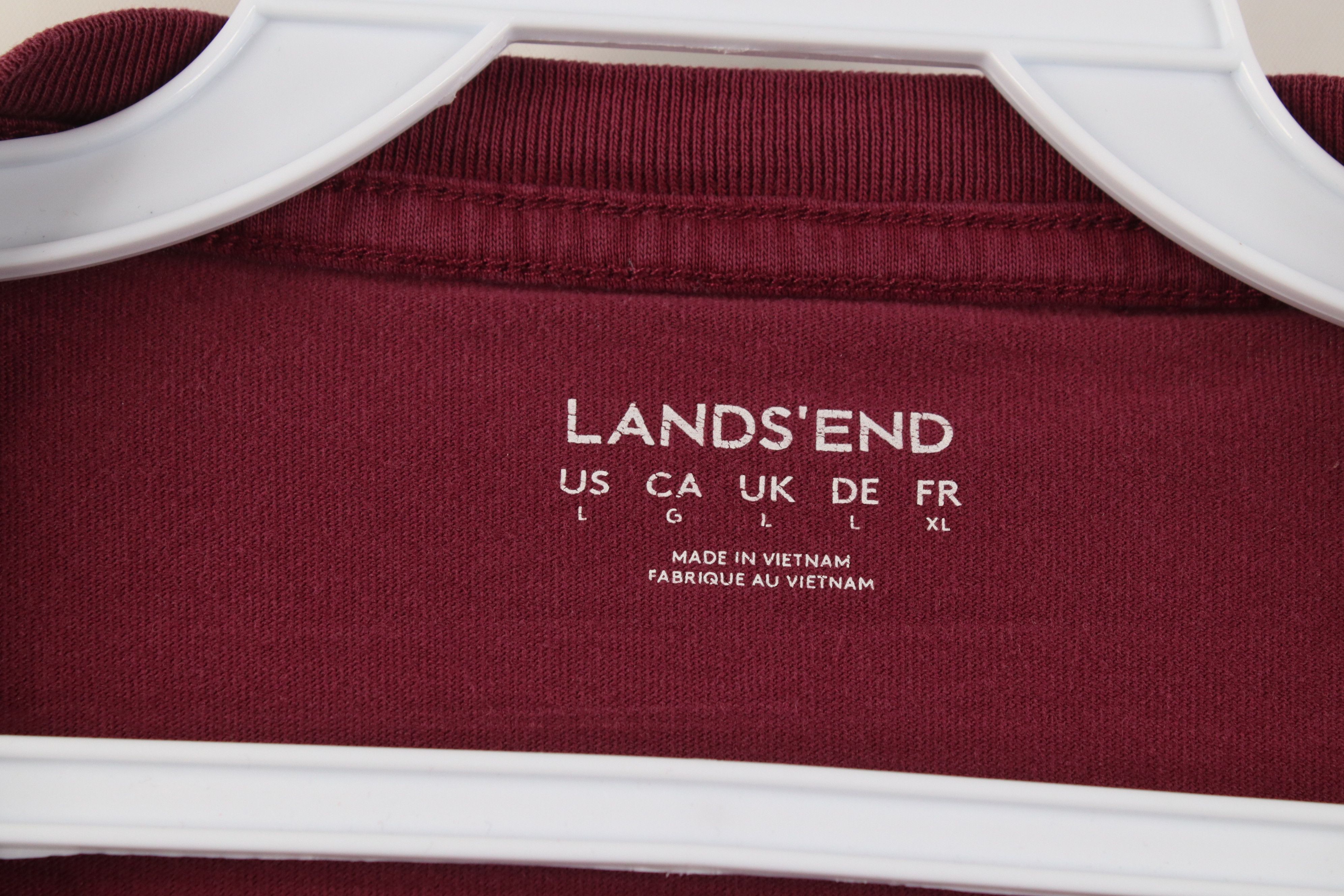 Lands' End Vintage Y2K Lands End Blank Cotton T-Shirt Burgundy Maroon Size US L / EU 52-54 / 3 - 5 Thumbnail