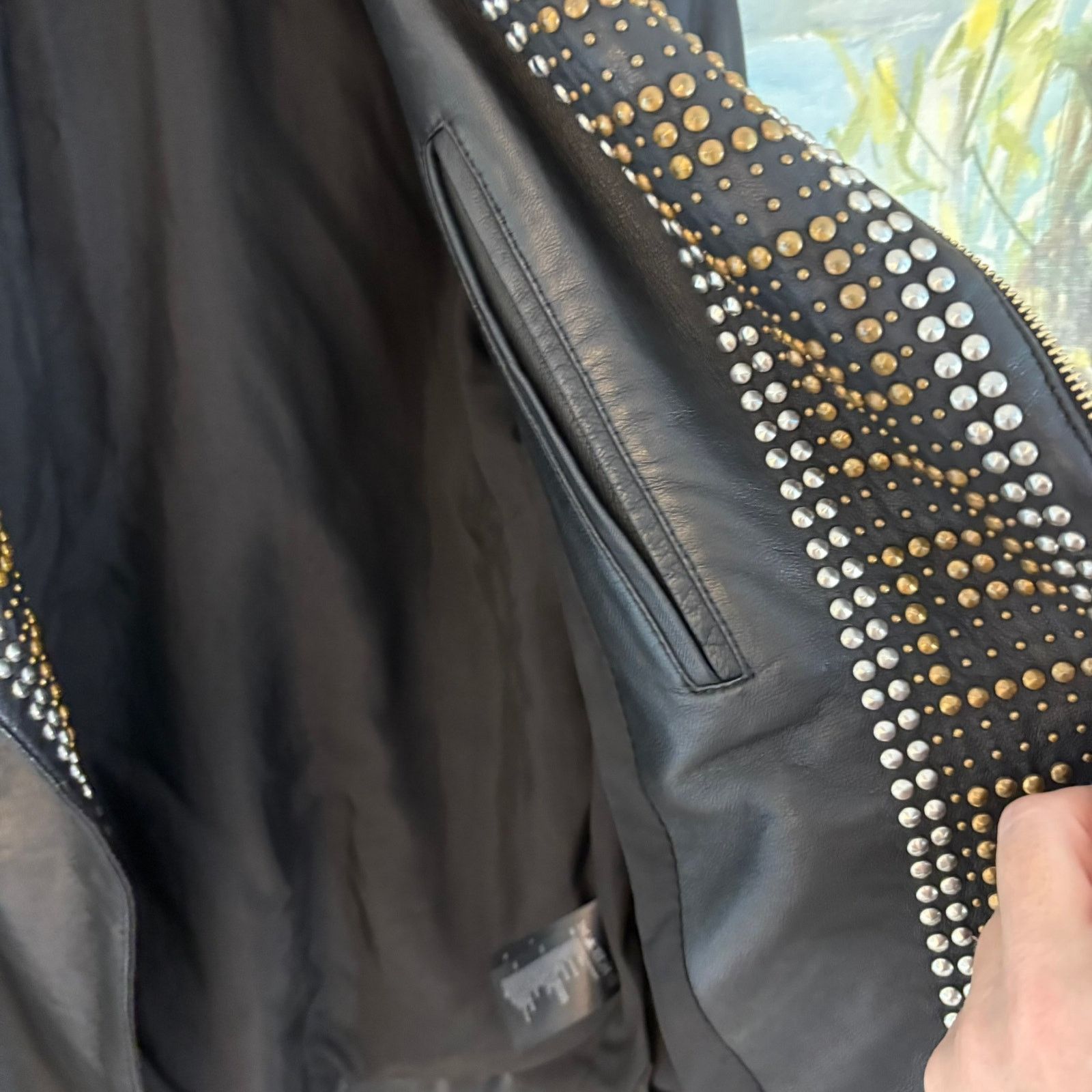 Versace Versace H&M Black Studded Biker Moto Jacket Women’s Medium Size M / US 6-8 / IT 42-44 - 8 Thumbnail