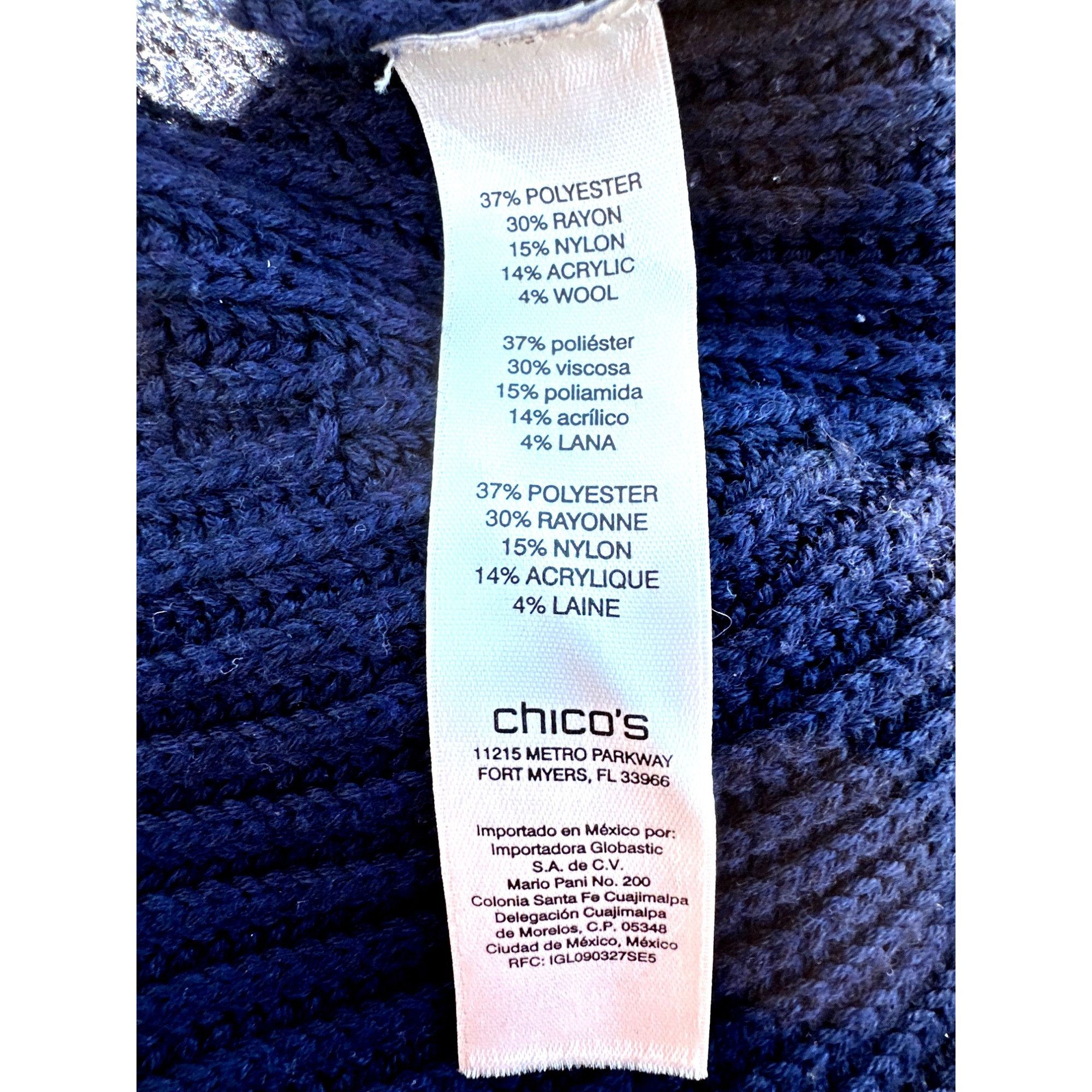 Chicos Chicos Blue Knit Sweater Lightweight Three Quarter Sleeve Pu Size XL / US 12-14 / IT 48-50 - 7 Thumbnail