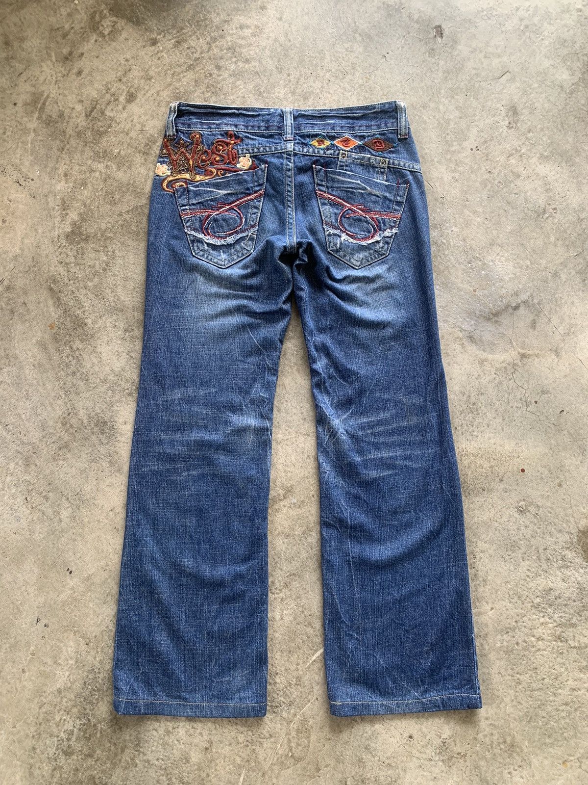 14th Addiction × If Six Was Nine × Japanese Brand Vintage Red Pepper Embroidery Bootcut Jeans Size US 33 - 2 Thumbnail