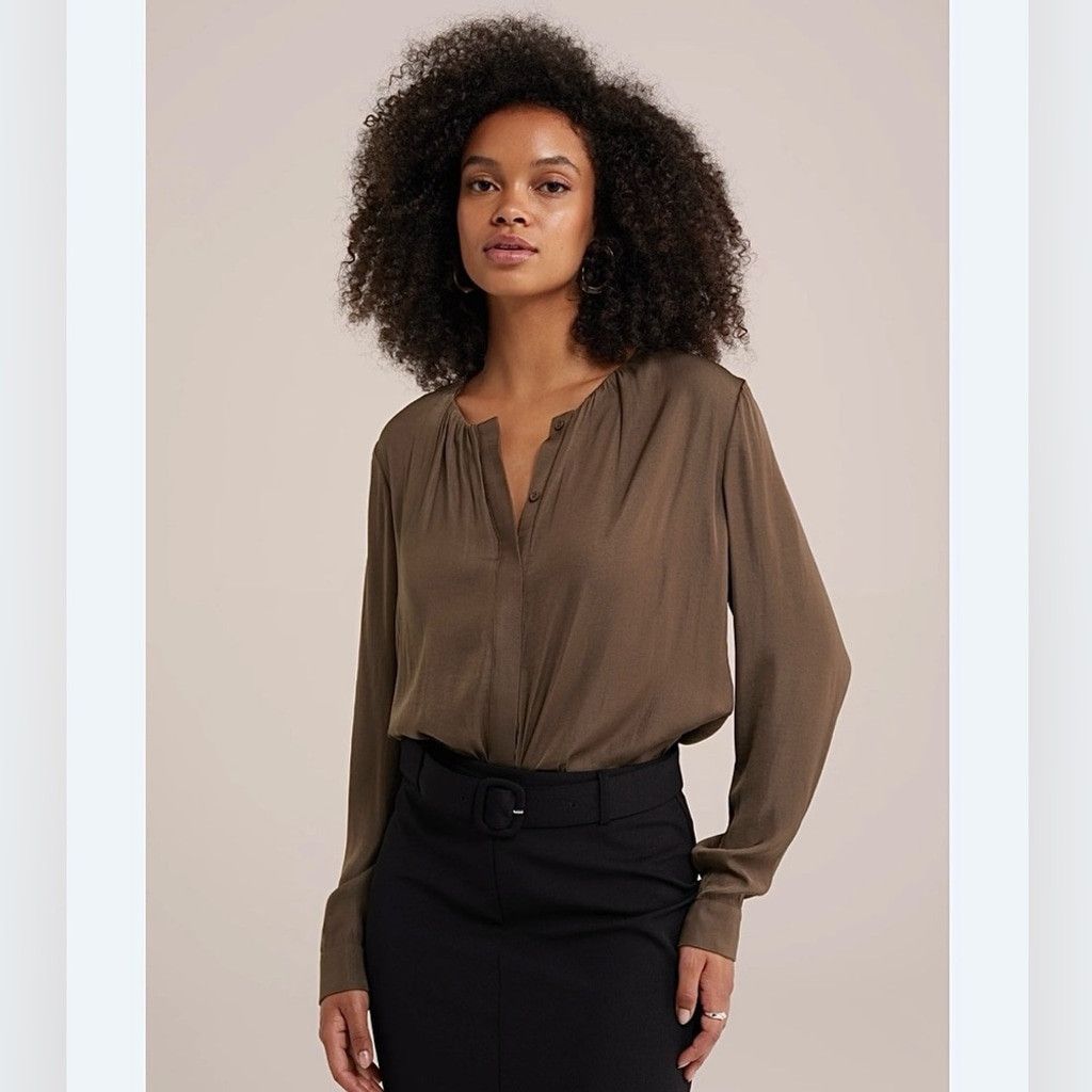 Diane von Furstenberg Diane Von Furstenberg Brown Silk Blouse Size 14 (fits M/L) Size XL / US 12-14 / IT 48-50 - 1 Thumbnail