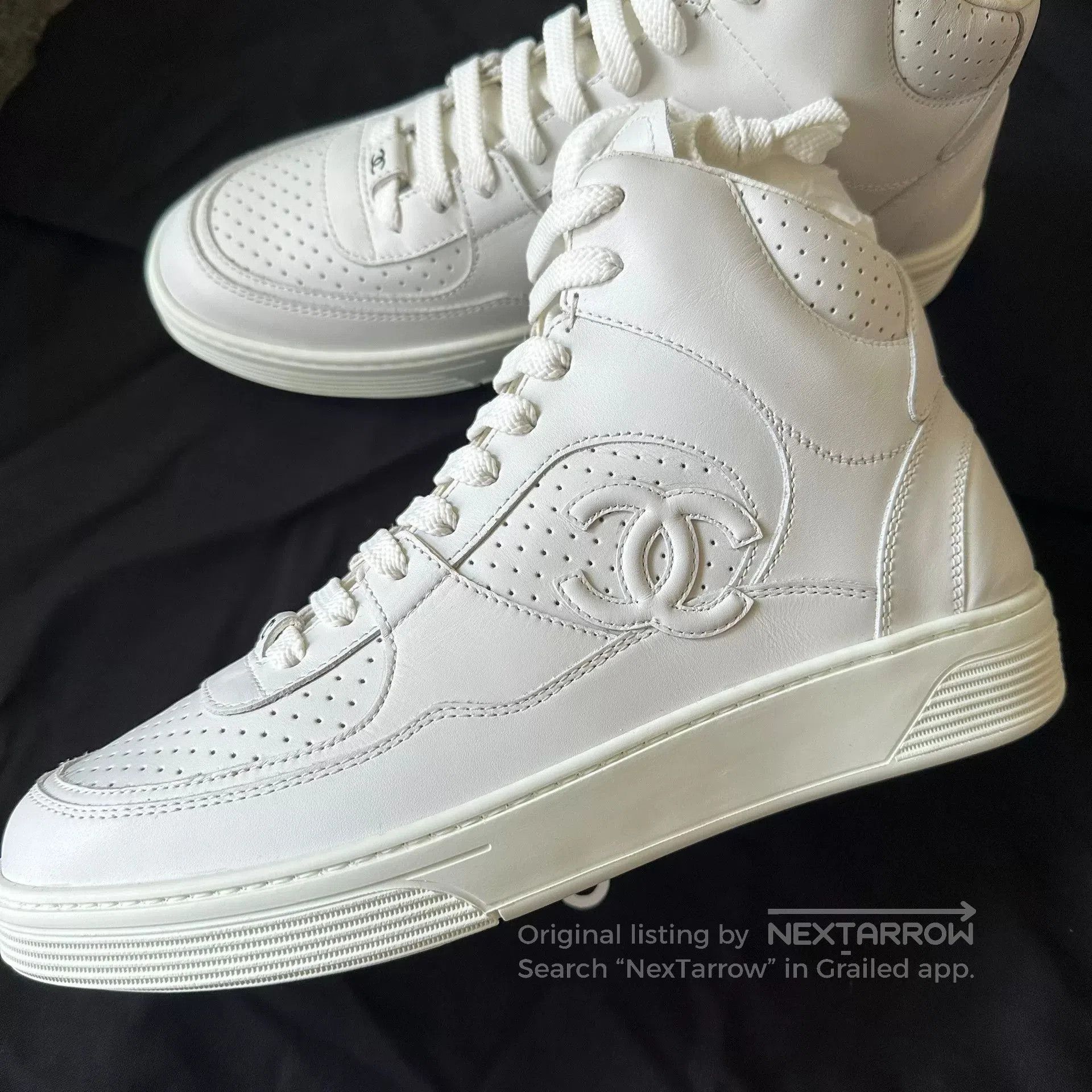 Chanel Chanel White High-Top Air Force 1 Sneakers. Size US 8 / EU 41 - 2 Thumbnail