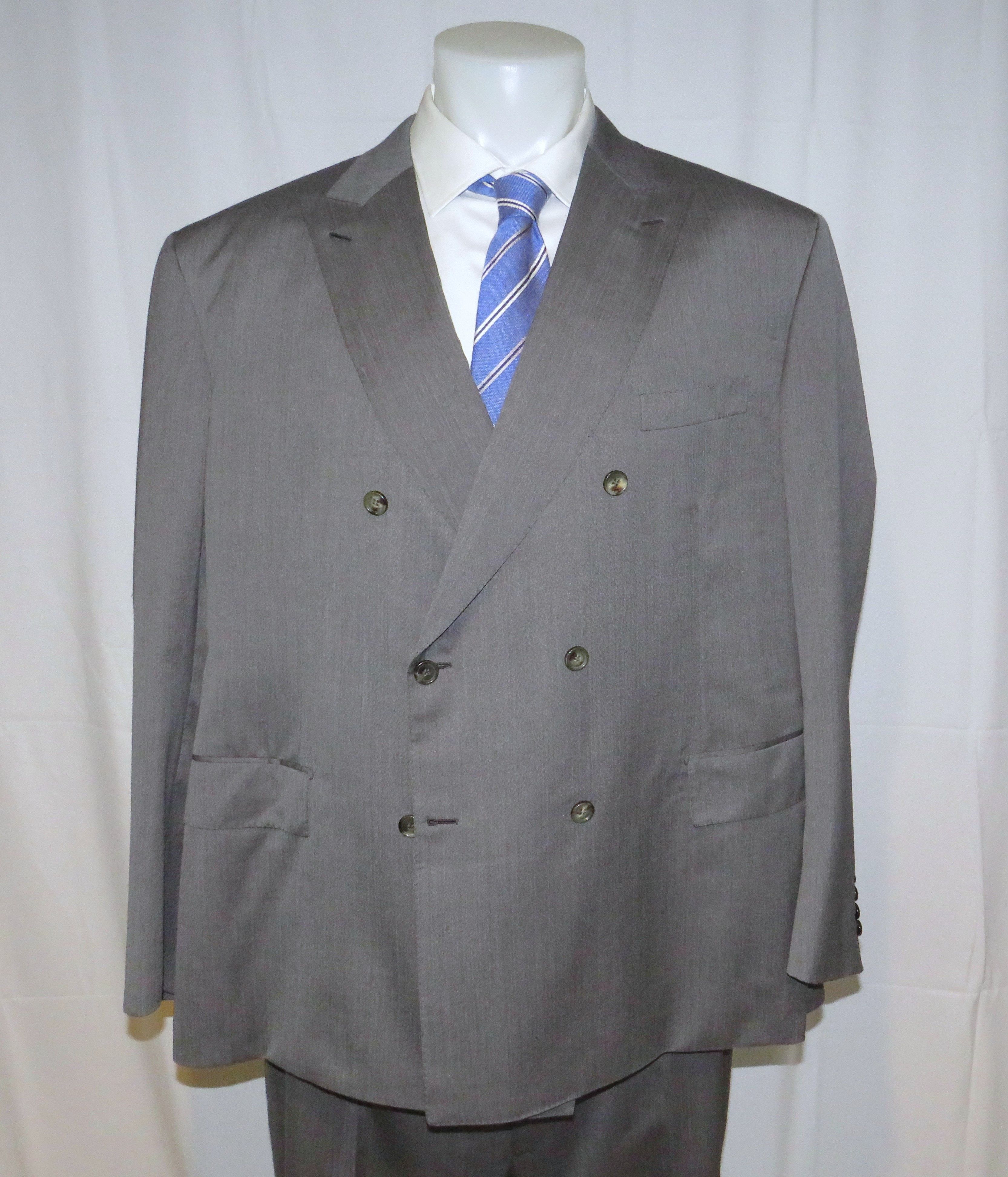 Brioni Silk Blend Gray Herringbone Double Breasted Suit 54R NWT Size 54R - 3 Thumbnail