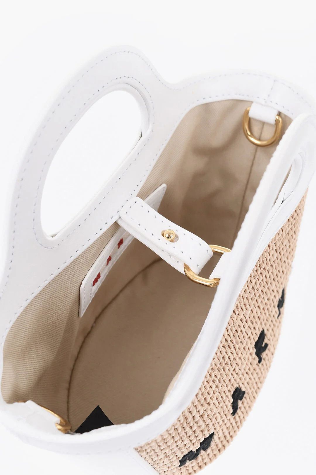 Marni og1mm0326 Size: OS / Raffia and Leather Mini Handbag White Size ONE SIZE - 4 Thumbnail