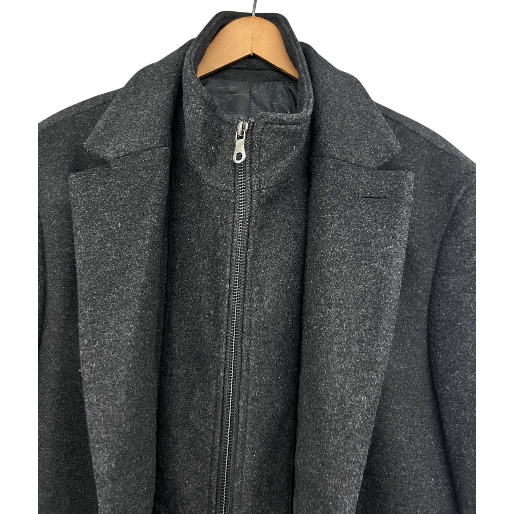 Vintage Mens Cashmere Charcoal Gray Black Wool Zip Button Up Lined L Size US L / EU 52-54 / 3 - 6 Thumbnail