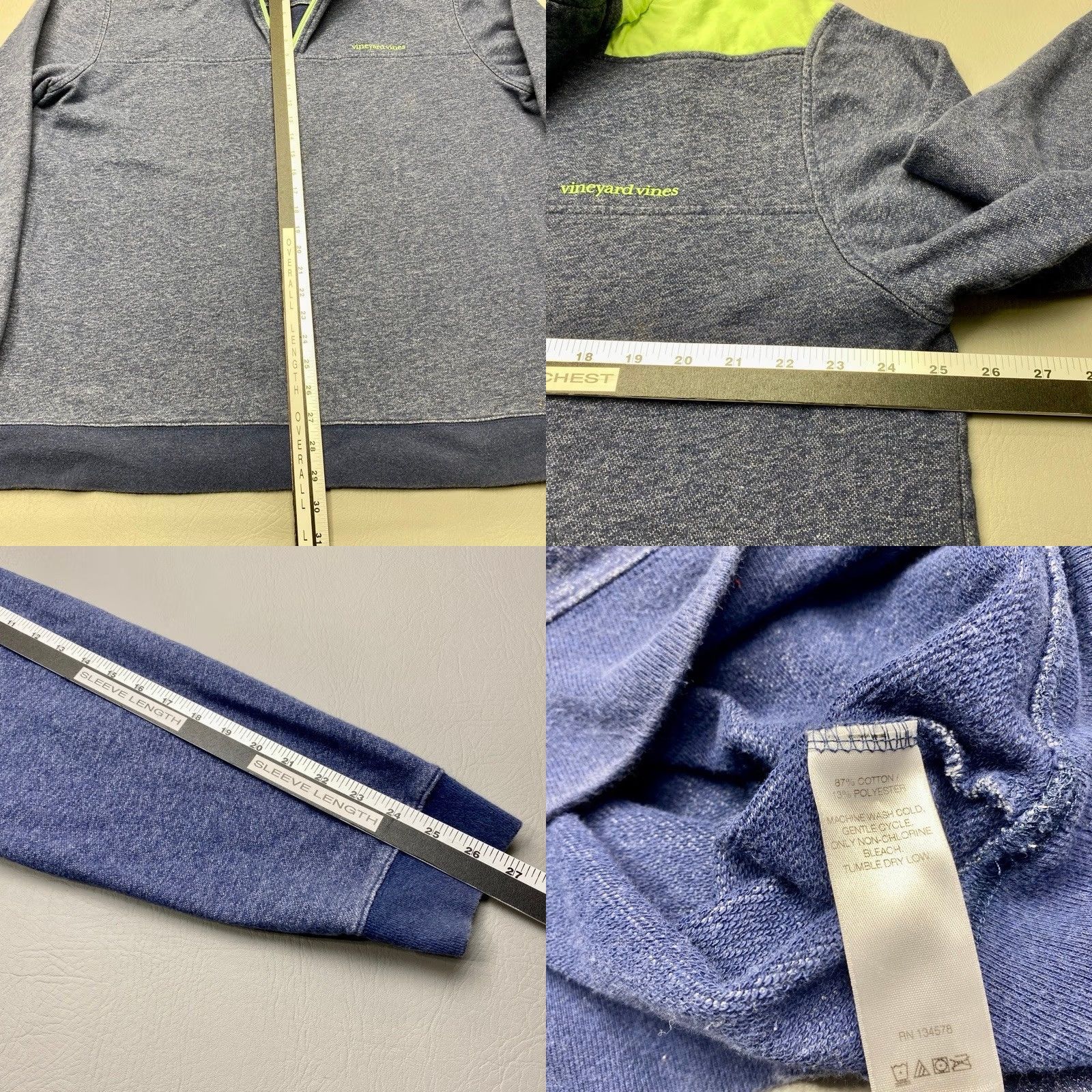 Vineyard Vines Vineyard Vines Pullover Sweatshirt Mens 2XL Blue Green Quarter Zip Sweater 8190 Size US XXL / EU 58 / 5 - 8 Thumbnail