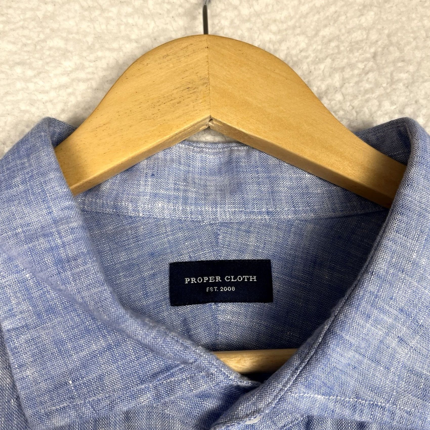 Proper Cloth Proper Cloth Button Down Shirt Mens XL Blue 100% Linen Size US XL / EU 56 / 4 - 2 Thumbnail