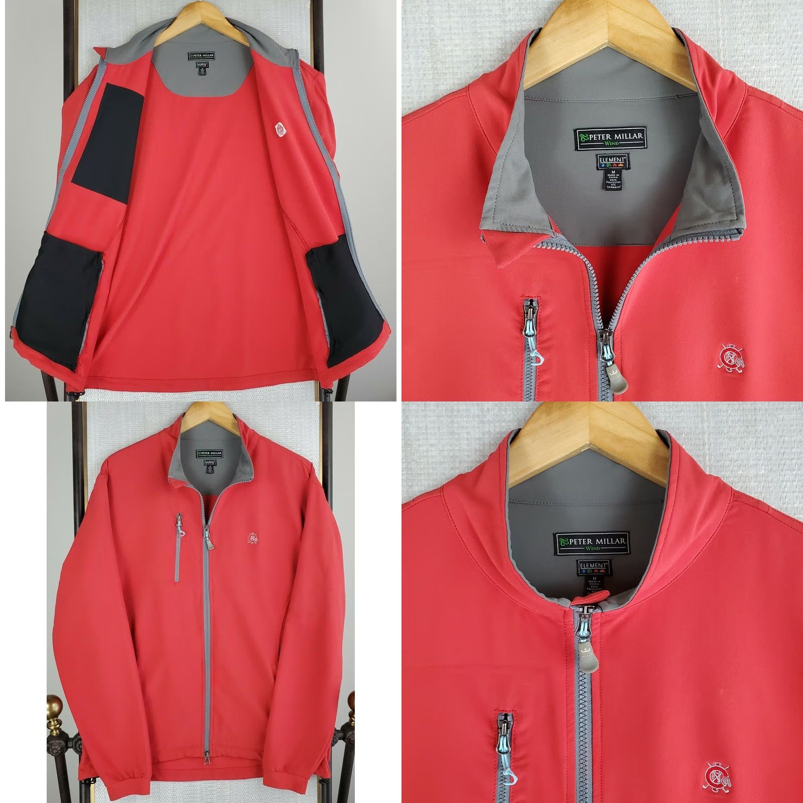 Peter Millar PETER MILLAR Men's Windproof Full Zip Jacket - 4 Element Golf/Casual Solid Red, Size M, Regular Fit Size US M / EU 48-50 / 2 - 8 Thumbnail