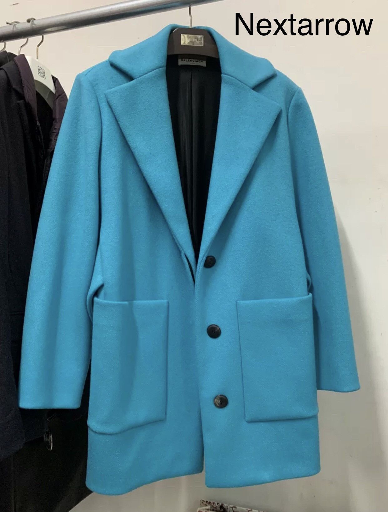 Balenciaga BALENCIAGA AW14 Lake Blue Heavy Industry Wool Coat2412- Size US M / EU 48-50 / 2 - 1 Thumbnail