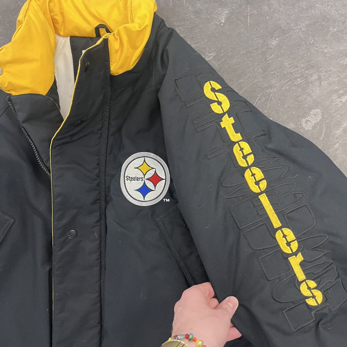 NFL × Vintage Vintage Steelers Pittsburgh NFL Starter Jacket Long Coat Med Size US M / EU 48-50 / 2 - 5 Thumbnail