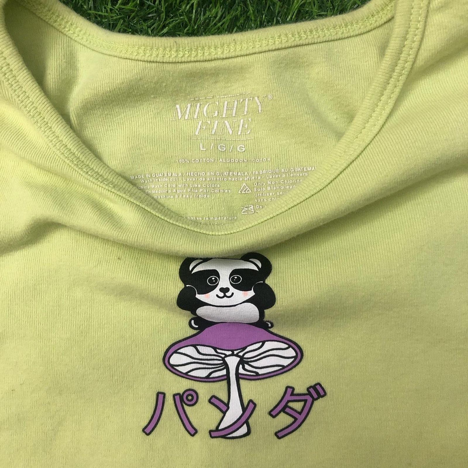 Other Women’s Green Panda/Mushroom Graphic Crop Top Size L / US 10 / IT 46 - 3 Thumbnail