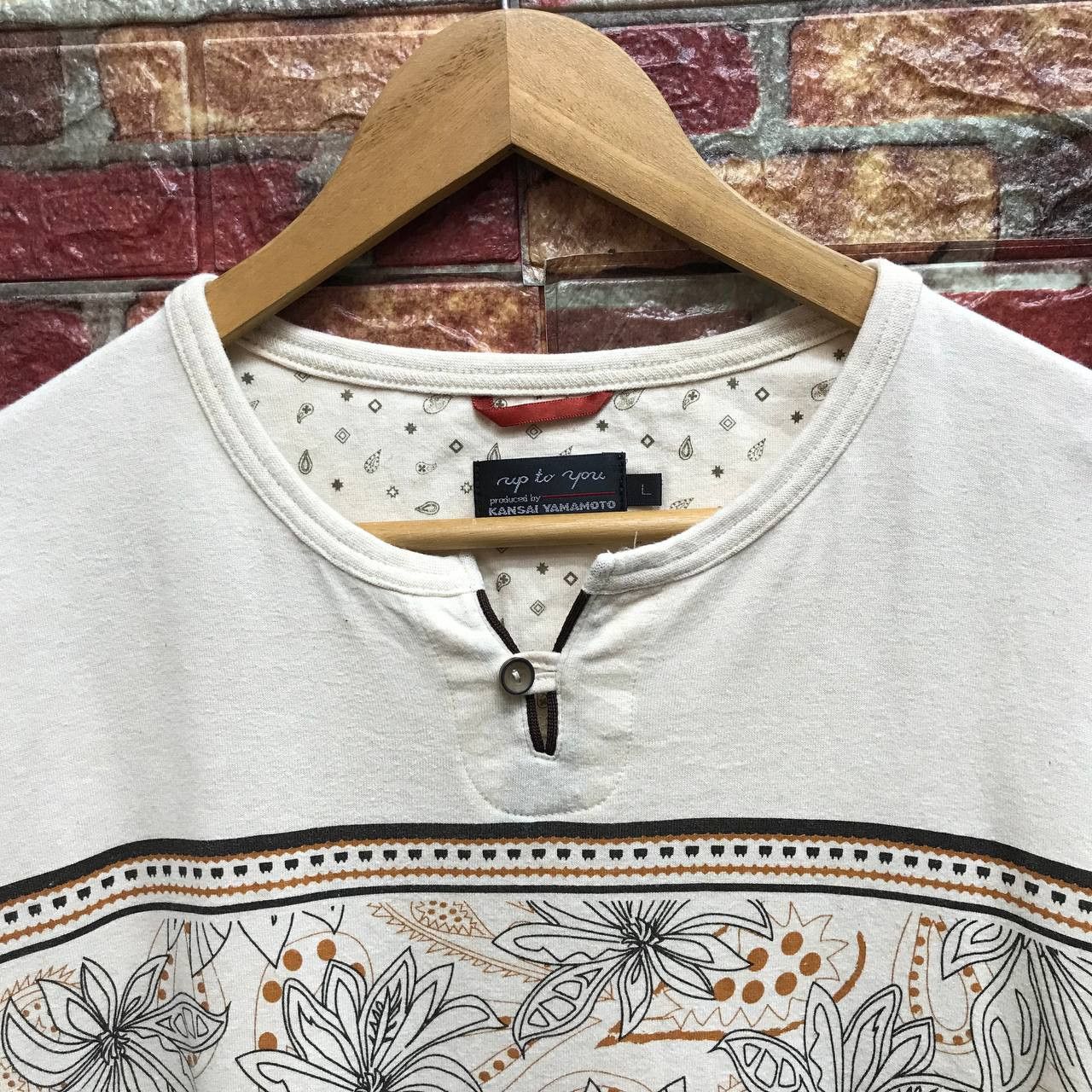 Kansai Yamamoto VINTAGE KANSAI YAMAMOTO NATIVE TSHIRT SINGLE BUTTON Size US L / EU 52-54 / 3 - 6 Thumbnail