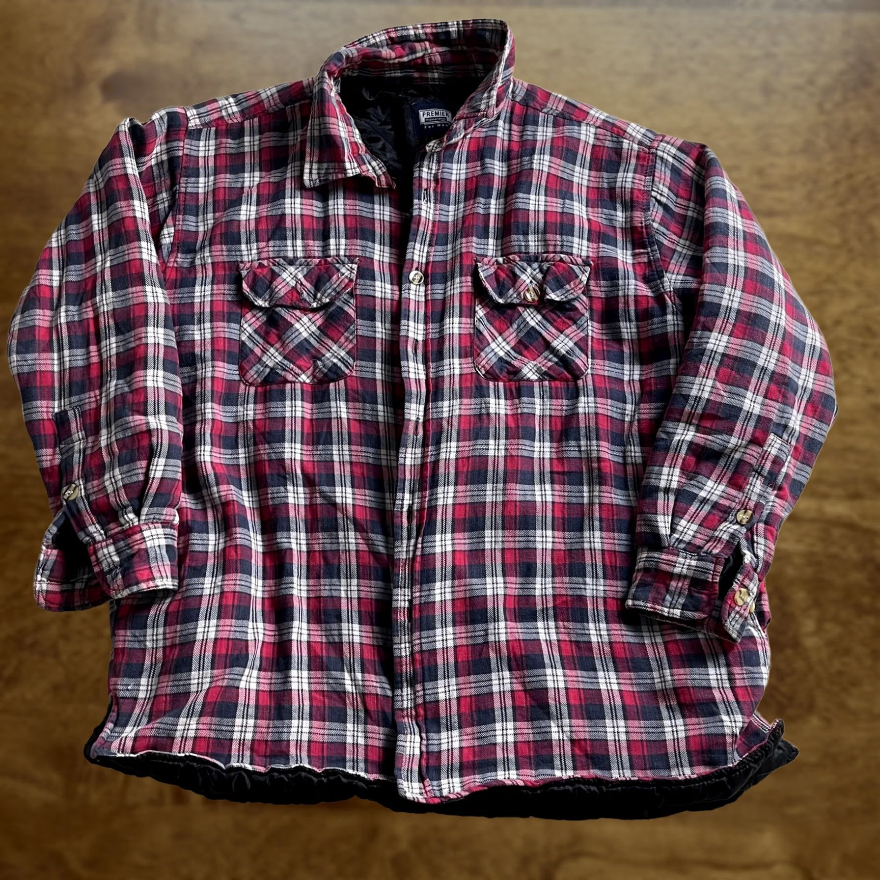 Vintage VINTAGE Premier International Shirt Jacket Mens XL Red Plaid Quilted Flannel Workwear Size US XL / EU 56 / 4 - 1 Thumbnail