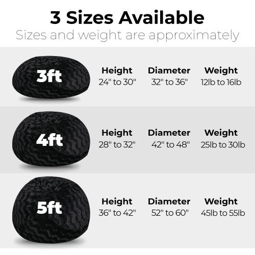Designer × Homemade Faux Fur Bean Bag Chair, Black-3ft Cozy and Stretchable Fabr Size US L / EU 52-54 / 3 - 7 Thumbnail