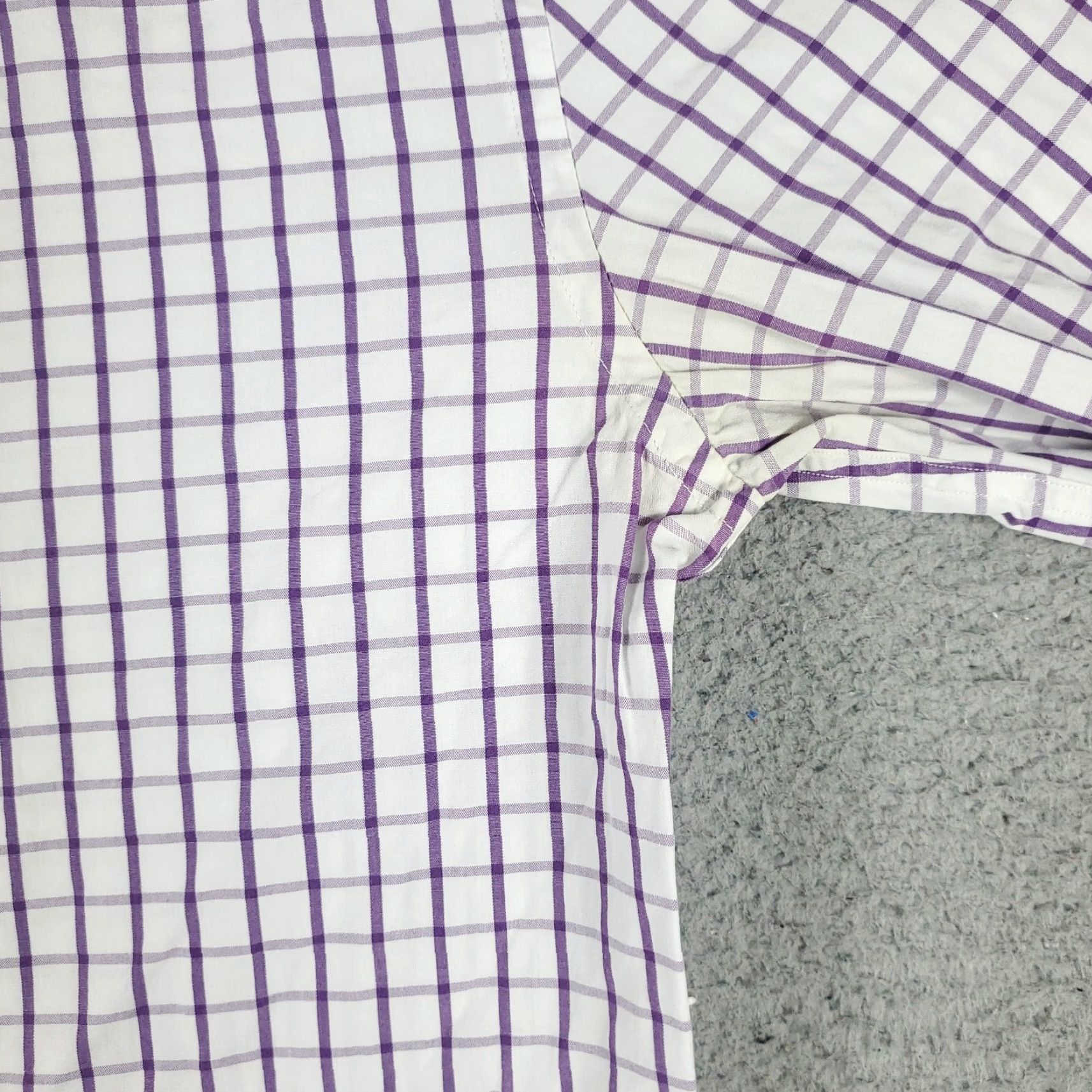Tommy Hilfiger VINTAGE Tommy Hilfiger Shirt Mens 15 Purple White Check Dress Button Up Long Sleeve Adult Regular 15 Purple American Classic Preppy Wedding Men Size 40R - 4 Thumbnail