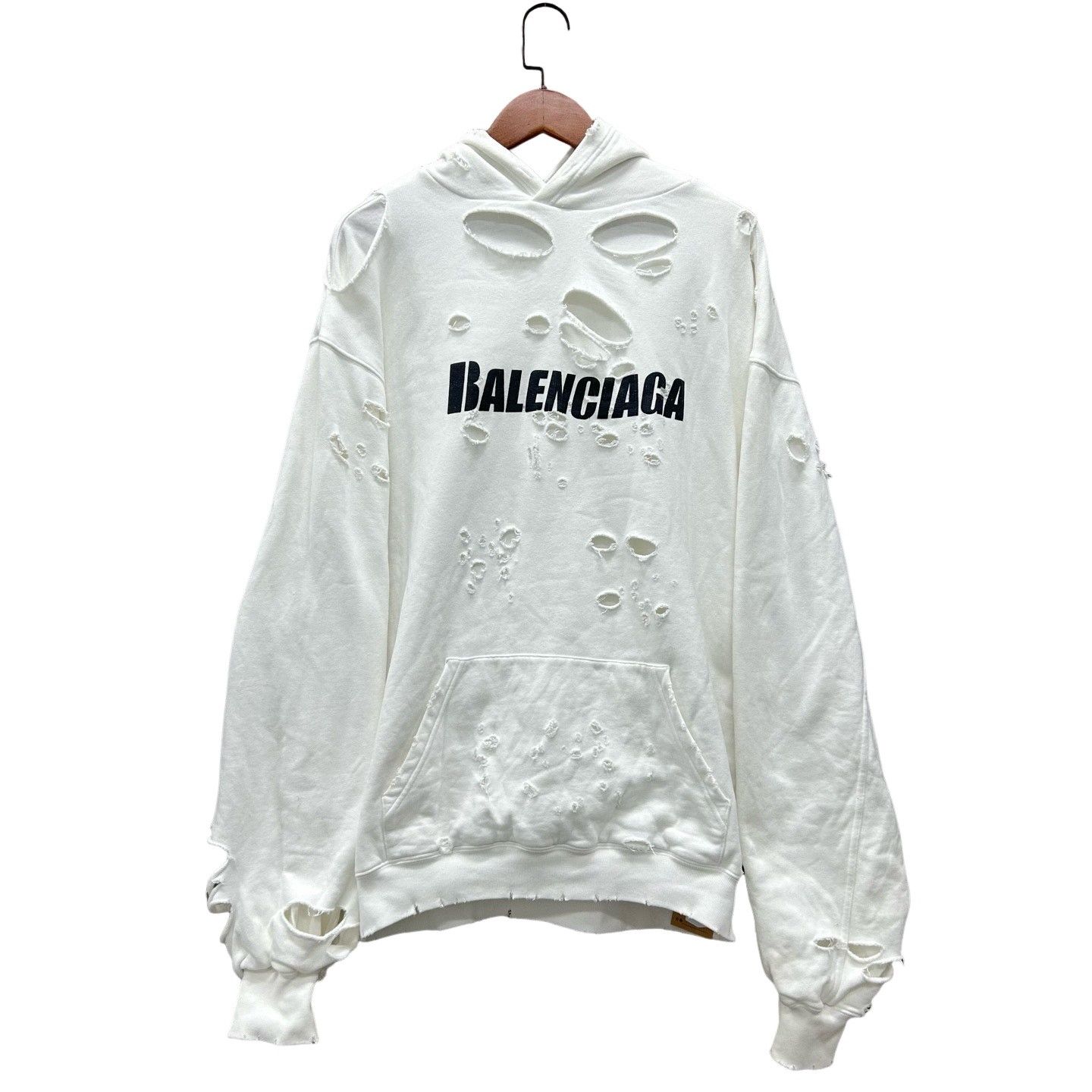 Balenciaga Balenciaga Distressed Logo Hoodie XXS Size US XXS / EU 40 - 1 Thumbnail