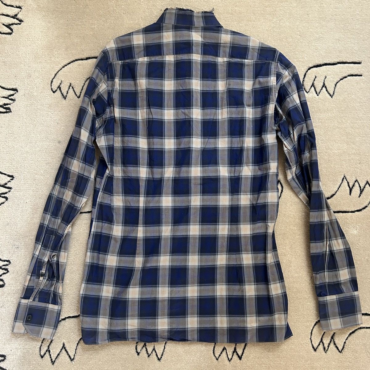 Lanvin Lanvin Cotton Plaid Raw Monk Collar Shirt Size US S / EU 44-46 / 1 - 5 Thumbnail