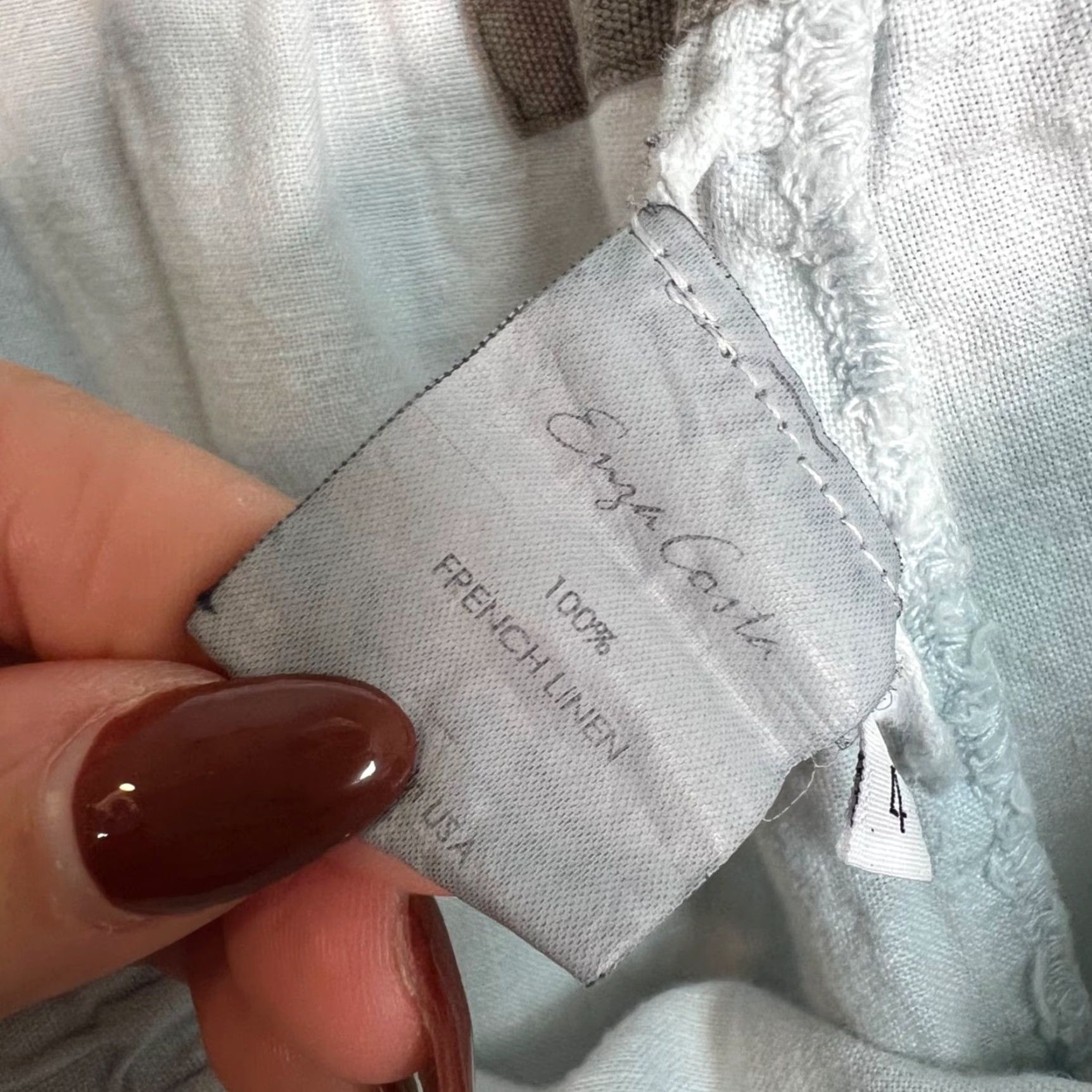Enza Costa Enza Costa Womens Size 4 100% French Linen Pants Light Blue Elastic Waist Size 27" / US 4 / IT 40 - 5 Thumbnail