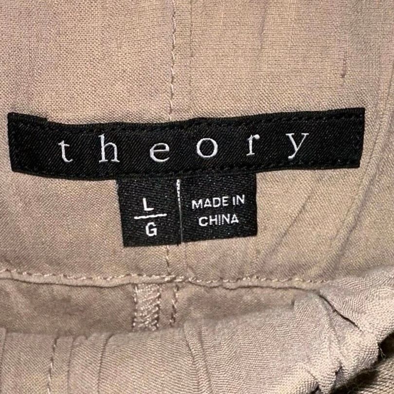 Theory Theory Khaki Linen Blend Zippered Pants Size 33" - 4 Thumbnail