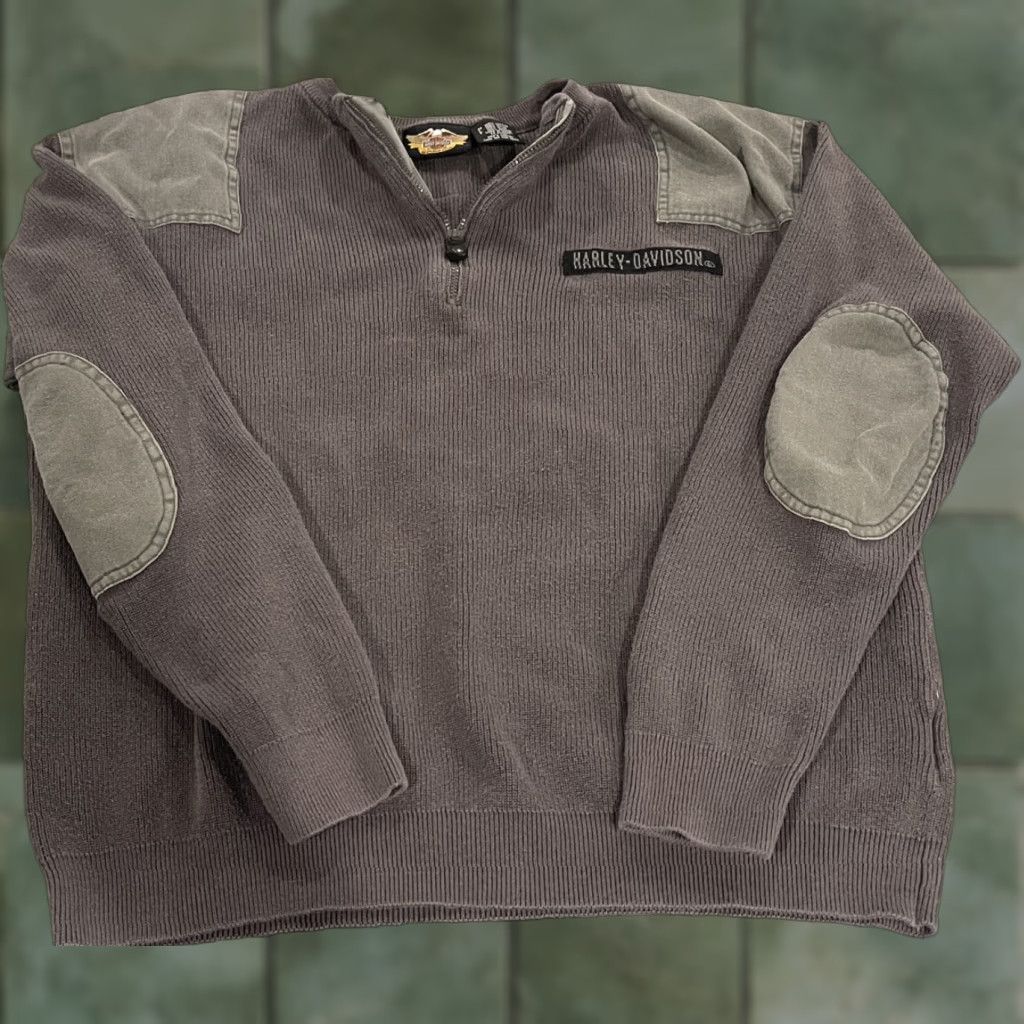 Harley Davidson VINTAGE Harley-Davidson 1/4 Zip Sweater Logo 100% Cotton Sz Medium Mens Gray Size US M / EU 48-50 / 2 - 1 Thumbnail