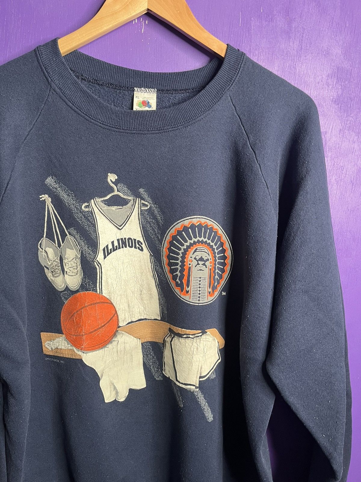 Vintage Vintage 80s University of Illinois basketball sweatshirt Size US L / EU 52-54 / 3 - 3 Thumbnail