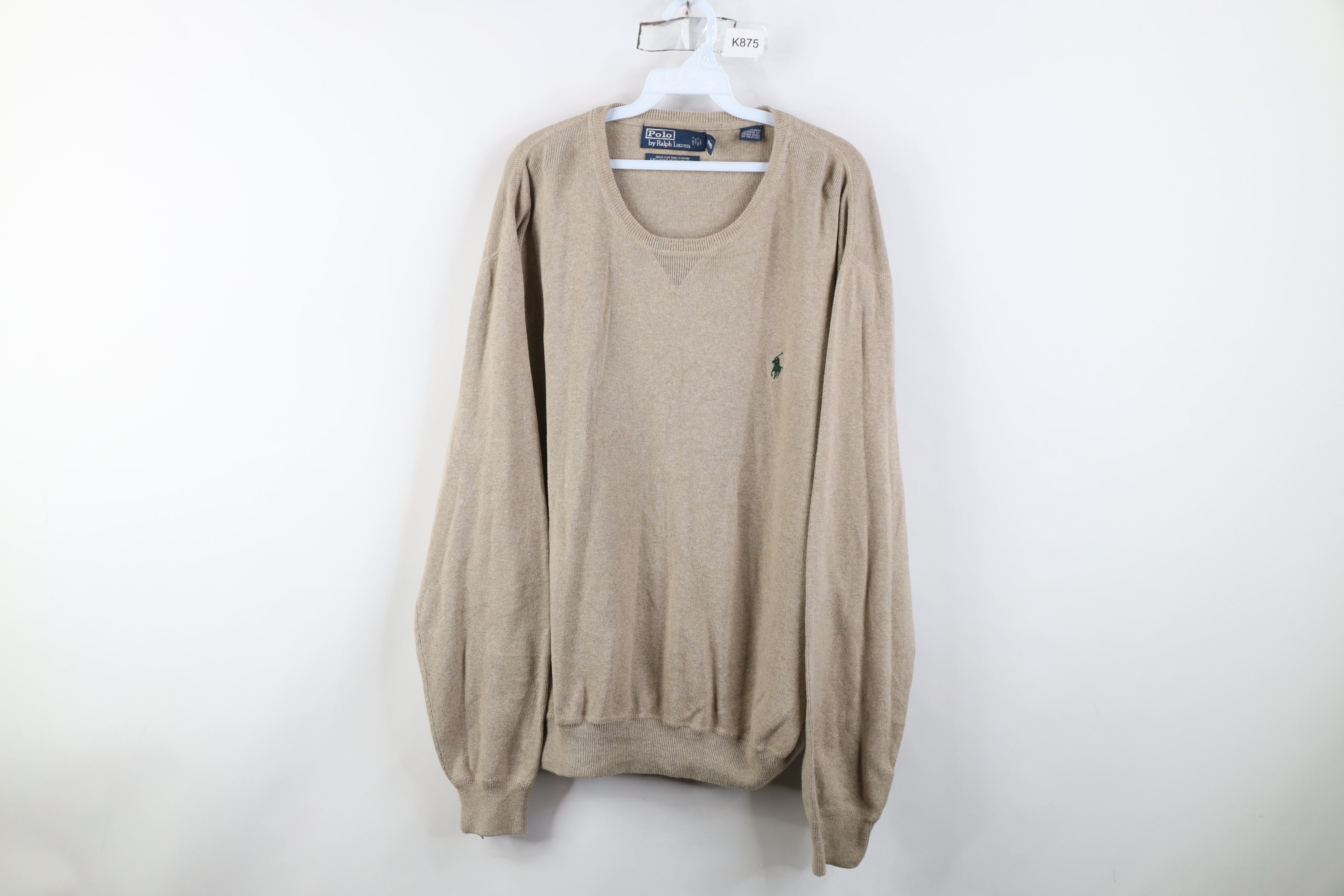 Ralph Lauren Vintage 90s Ralph Lauren Cotton Ribbed Knit Sweater Beige Size US XXL / EU 58 / 5 - 1 Thumbnail