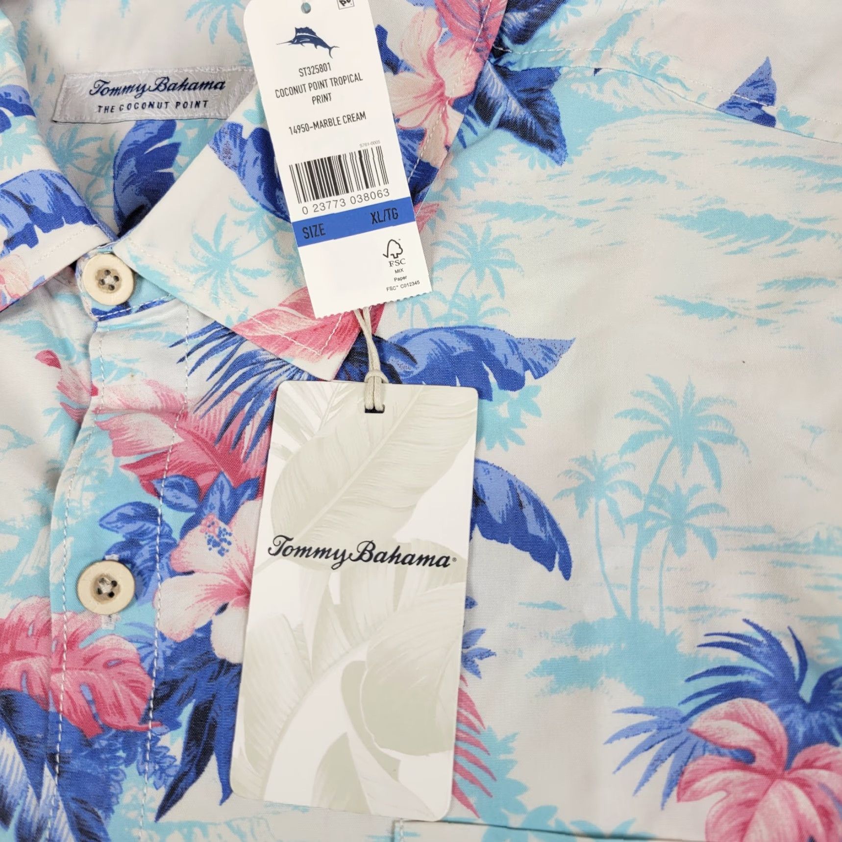 Tommy Bahama VINTAGE Tommy Bahama Shirt Mens XL Blue Pink Floral Tropical Hubiscus Fern Islandzone Size US XL / EU 56 / 4 - 7 Thumbnail