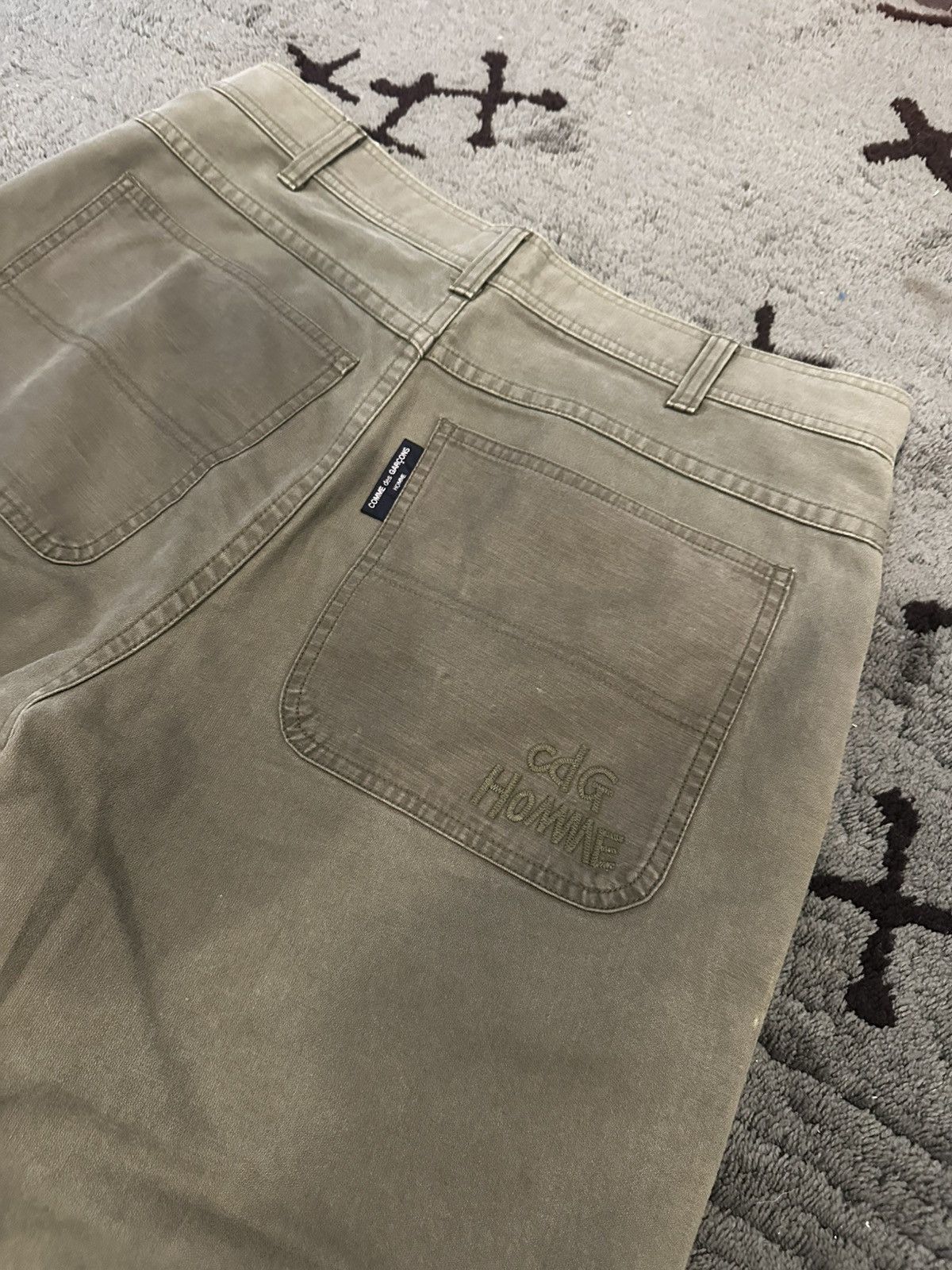 Comme des Garcons Homme Comme Des Garcons Homme Embroidered Pocket Olive Pants Size US 35 - 10 Thumbnail