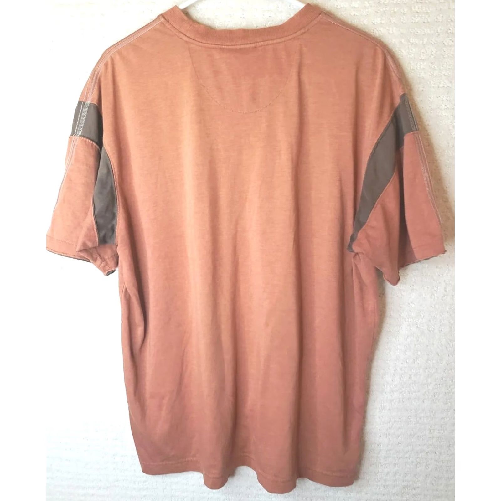 Vintage VINTAGE XG Men's Short Sleeve Tee Shirt L Burnt Orange Brown Crew Neck Shirt Mens Regular 100% Cotton Solid Stripe Size US L / EU 52-54 / 3 - 7 Thumbnail