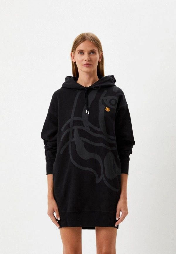 Kenzo o1y1025 Hooded Mini Dress in Black Size XS / US 0-2 / IT 36-38 - 1 Thumbnail