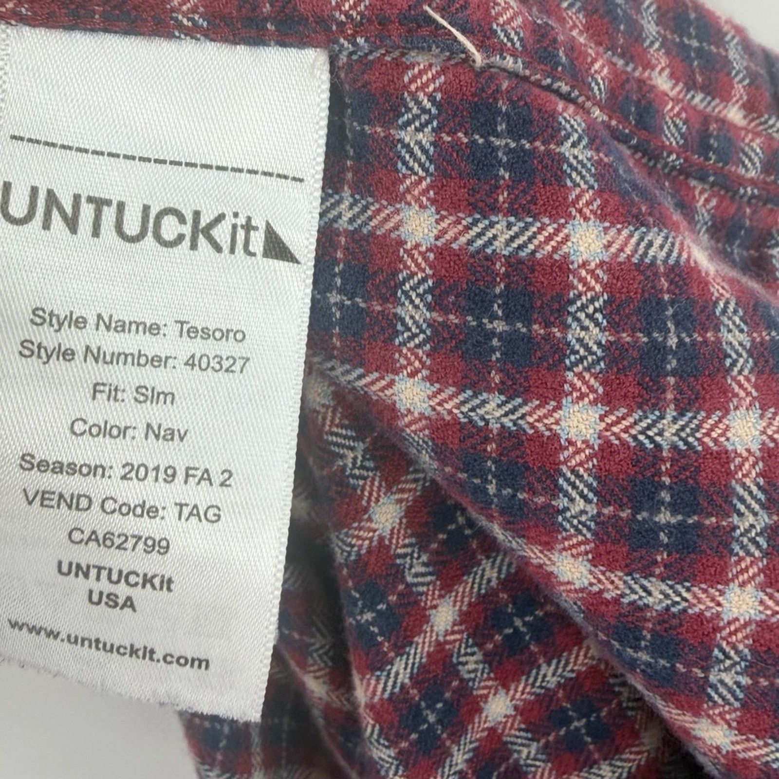 UNTUCKit Untuckit Tesoro slim fit plaid cotton flannel button up Size US L / EU 52-54 / 3 - 6 Thumbnail