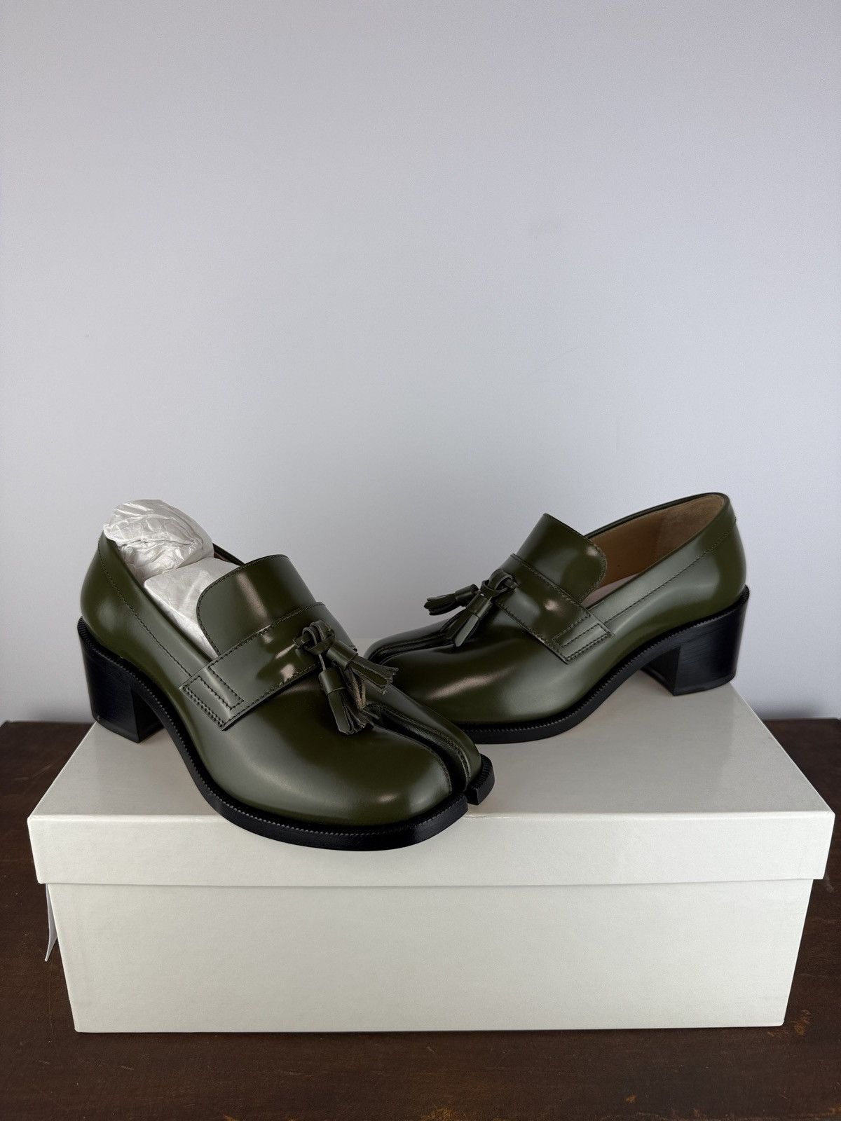 Maison Margiela Green Maison Martin Margiela Tabi loafers (new with box) Size US 6 / IT 36 - 1 Thumbnail