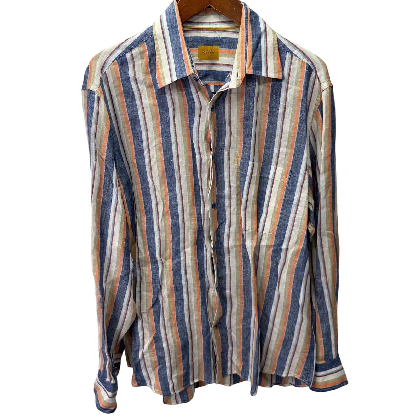 Robert Talbott Robert Talbott Men's Shirt L Linen Long Sleeve Casual #G706 Size US L / EU 52-54 / 3 - 7 Thumbnail