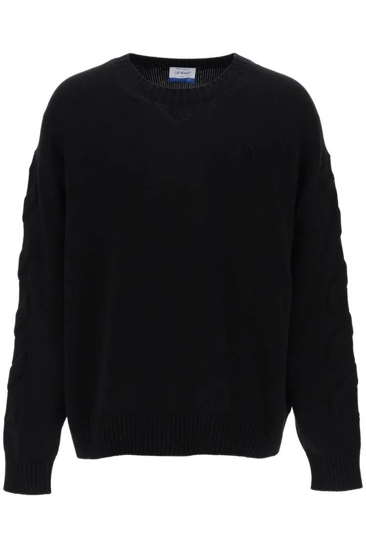 image of Off White O1S22I1N0324 Embossed Sweater In Black, Men's (Size Small)
