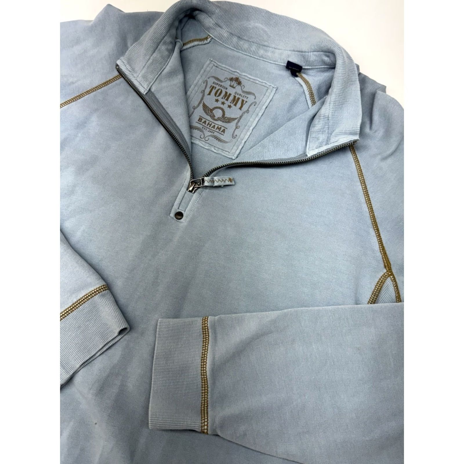 Tommy Bahama Tommy Bahama Sweatshirt Mens L Blue 1/4 Zip Mock Neck Logo Relaxed Pullover Knit Cotton Spandex Casual Activewear Shirt Jumpers? Size US L / EU 52-54 / 3 - 2 Thumbnail