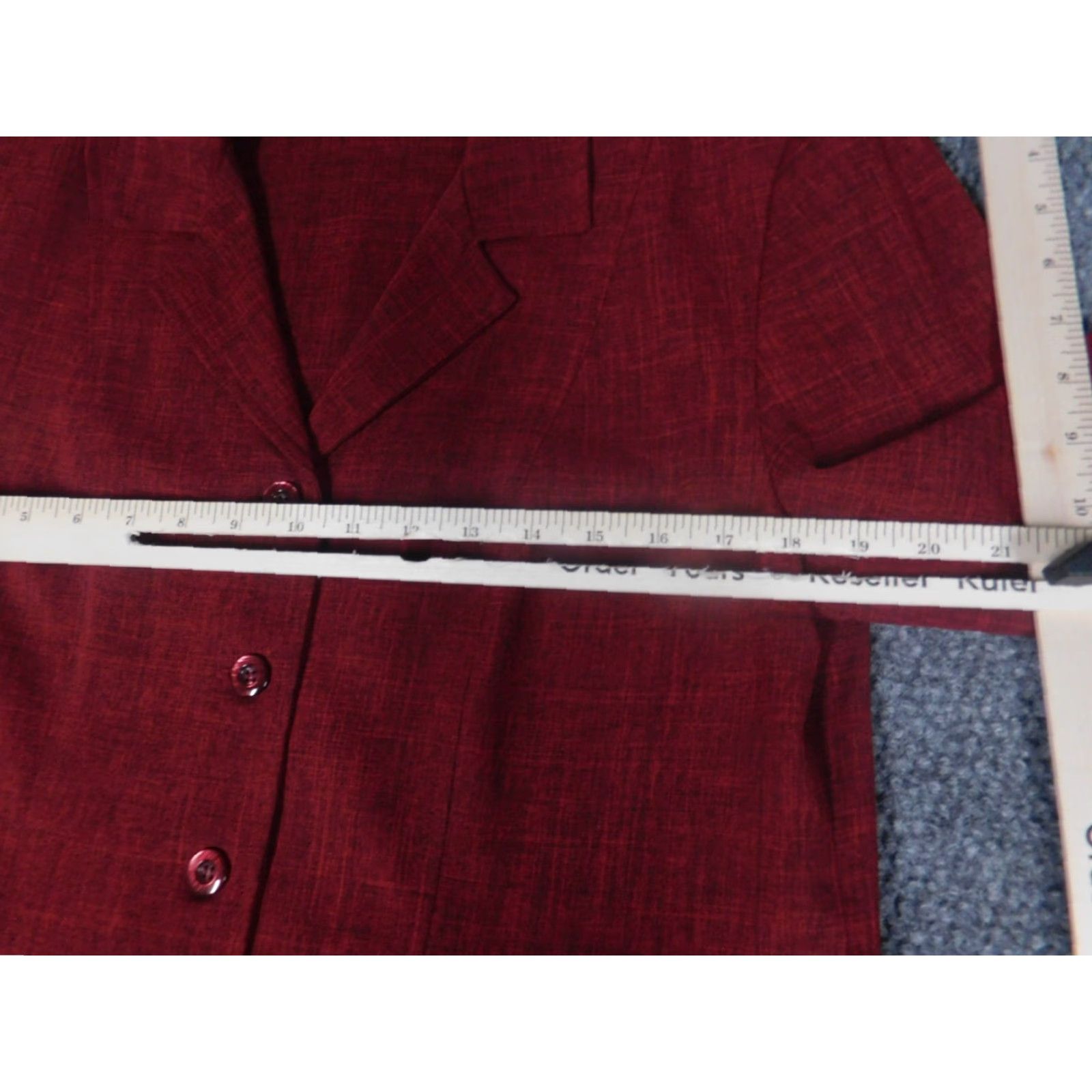 Vintage Sag Harbor Blazer Womens 10P Petites Red Jacket Coat Single-Breasted Four-Button Notch Lapel Tuxedo Size L / US 10 / IT 46 - 5 Thumbnail