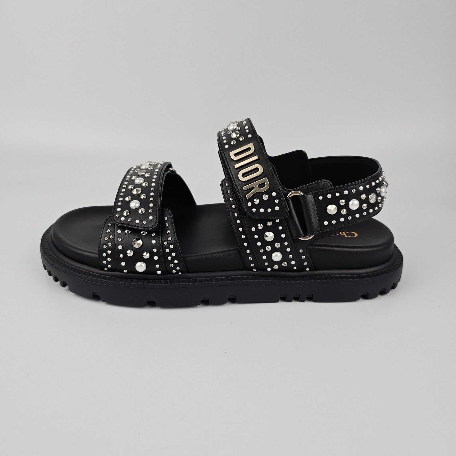 Dior DIOR Dioract Black Leather Studded Sandals New & Authentic ( Size US 9 / IT 39 - 6 Thumbnail