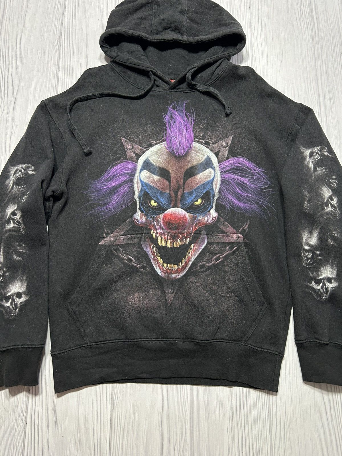 Vintage Vintage Horror Creepy Clown Death 666 Overprinted Hoodie Size US M / EU 48-50 / 2 - 5 Thumbnail